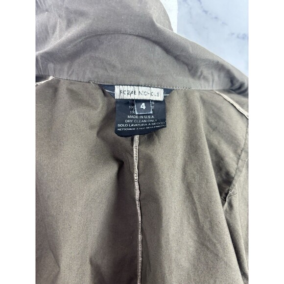 Rozae Nichols 90s Button up shirt top blouse  Artsy Boho sz 4 S USA Taupe Tom - Picture 2 of 16